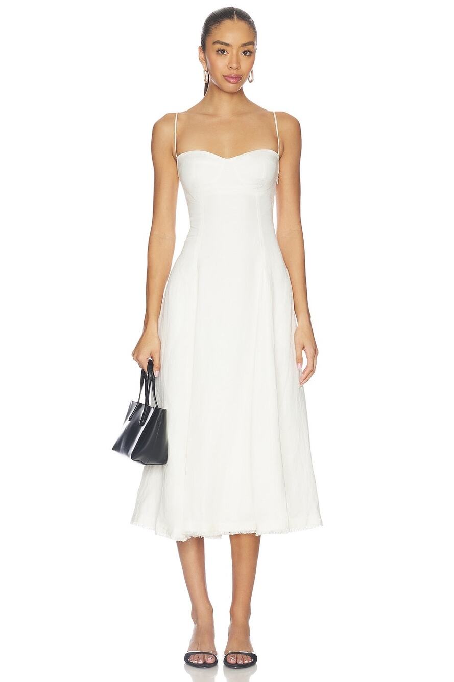 Simkhai Analise Linen-Blend Bustier Midi-Dress Small
